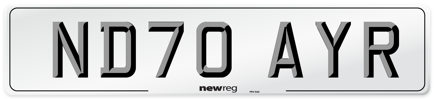 ND70 AYR Number Plate from New Reg